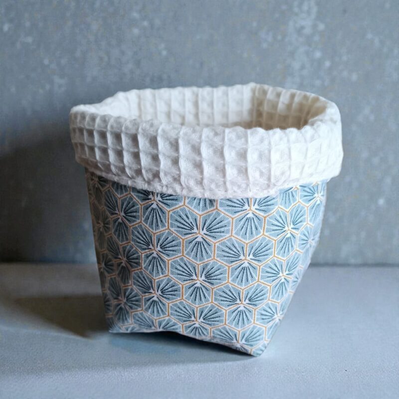panière en tissu pour lingettes réutilisables salle de bain