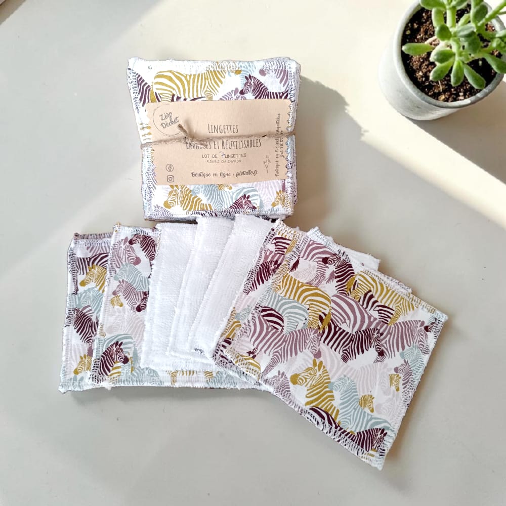 lot de 7 lingettes démaquillantes lavables réutilisables