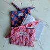 Pochette livre en tissu motif homard orange matelassé fait main