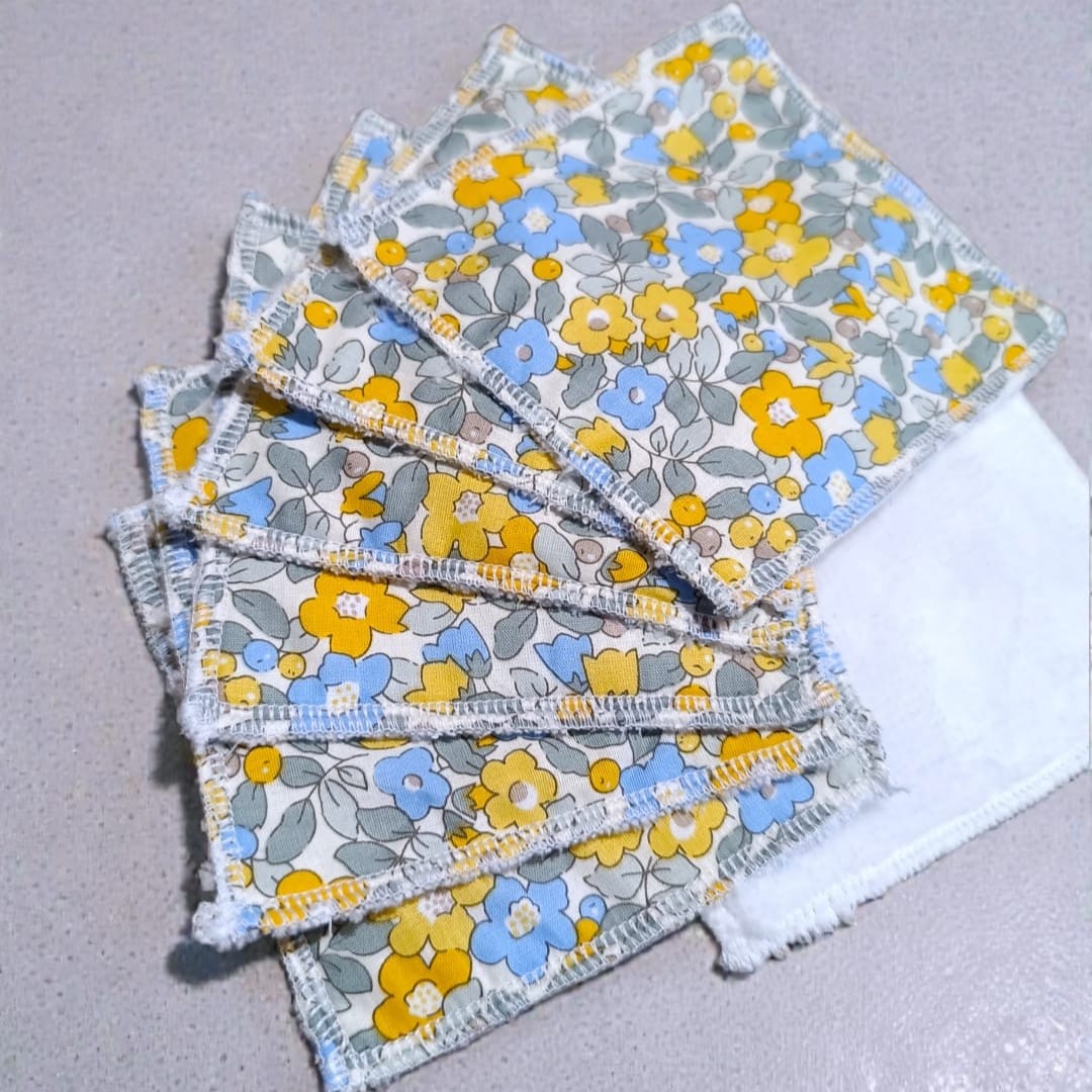 lingettes démaquillantes lavables en coton éponge style liberty