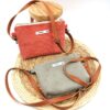 petit sac à main avec bandoulière corail et gris femme
