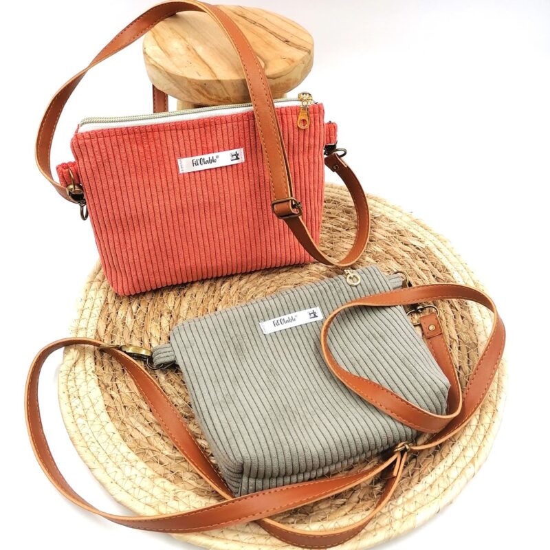 petit sac à main avec bandoulière corail et gris femme