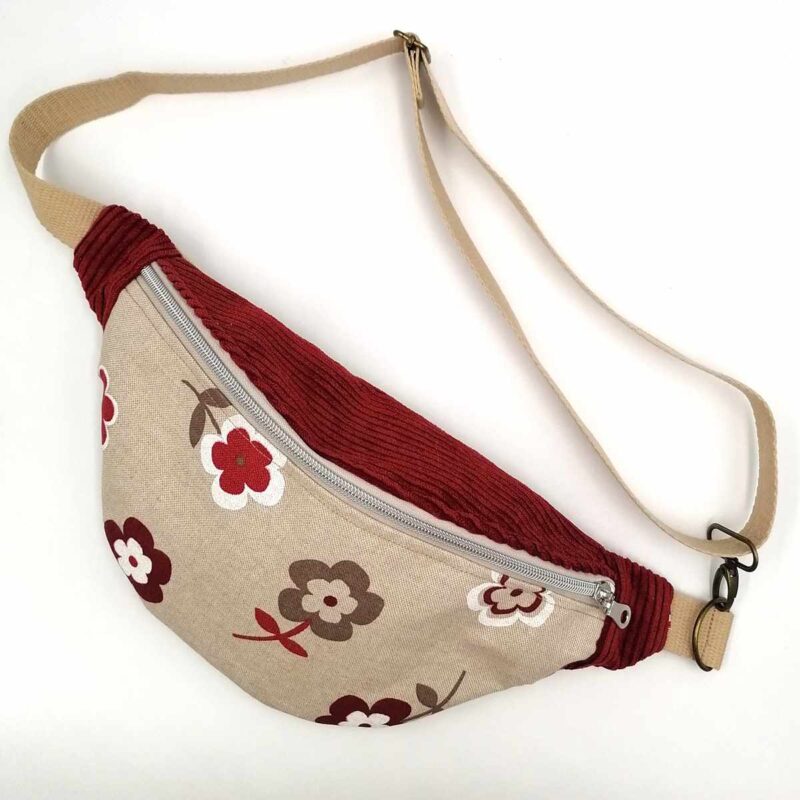 sac-banane-vintage avec dessus en velours rouge
