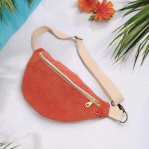 sac banane femme corail avec sangle écrue