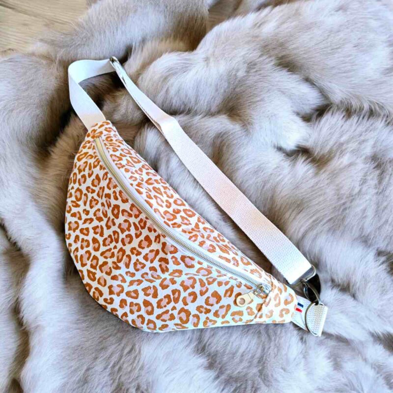 banane léopard femme fait main tissu gabardine avec bandoulière réglable Fil'Otablo