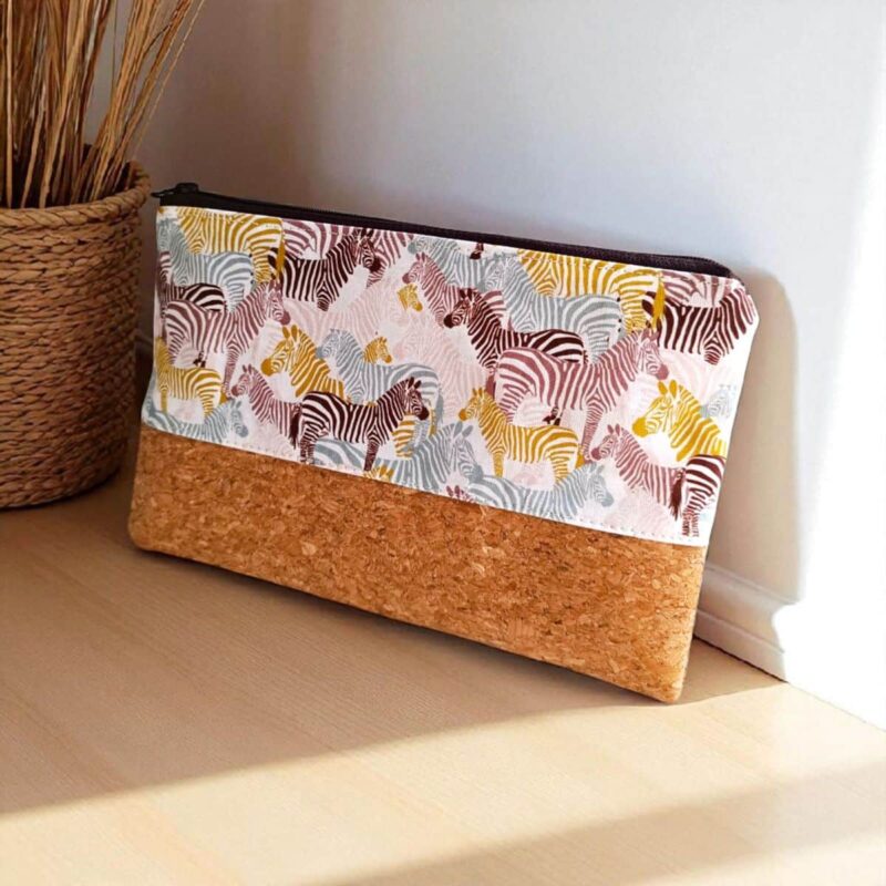 pochette zebre coton liege fait main
