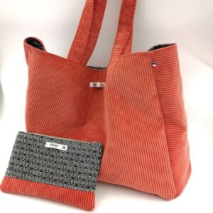 sac cabas femme mode fait main corail