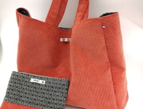 sac cabas femme mode fait main corail