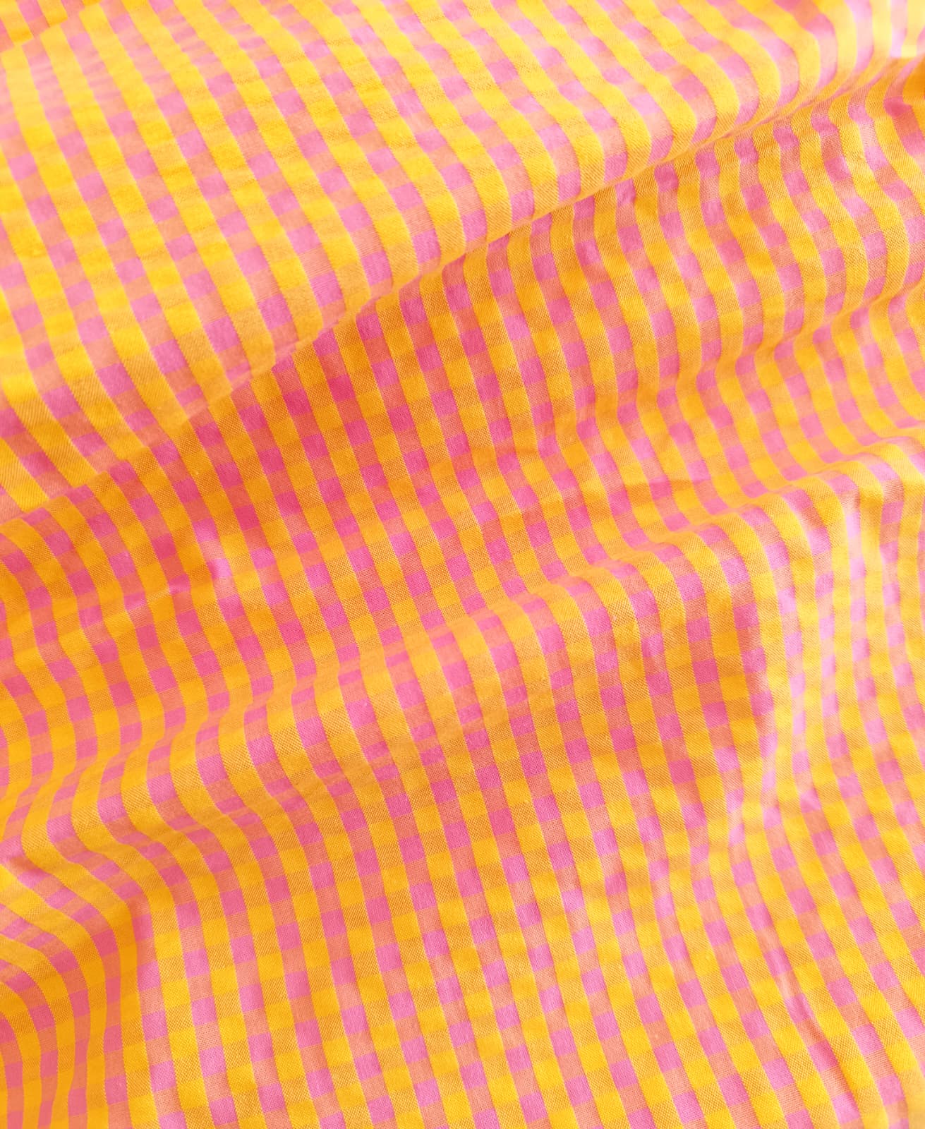 foulard cheveux femme vichy seersucker rose jaune