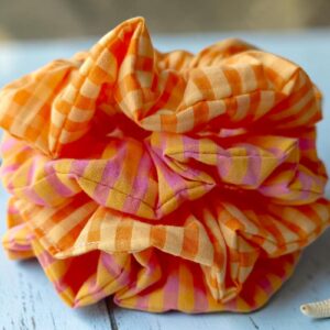 chouchou seersucker tissu tendance été pour cheveux bouclés