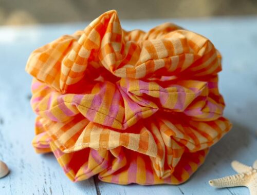 chouchou seersucker tissu tendance été pour cheveux bouclés